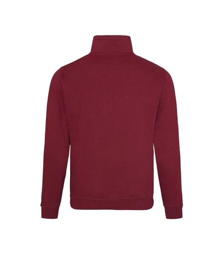 Mens sophomore zip neck sweatshirt burgundy Awdis