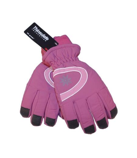 Floso Ladies/Womens Thinsulate Extra Warm Thermal Padded Winter/Ski Gloves With Palm Grip (3M 40g) (Pink) - UTGL421
