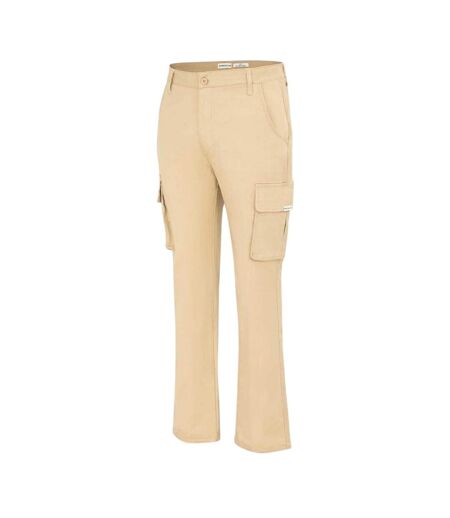 Mens Plain Slim Cargo Trousers Cream SoulCal
