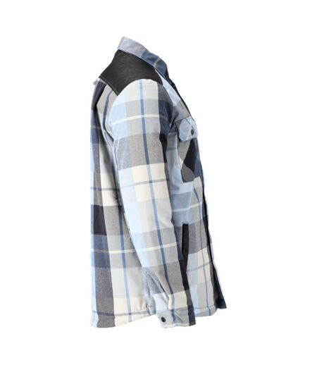 Mens Customised Checked Pile Shirt Dark Navy Mascot