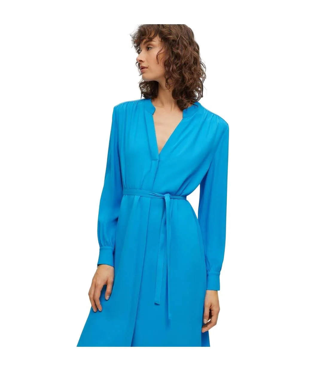 Robe Chemisier Mi-longue Manches Longues Dibanorah Femme Bleu Vif Boss-4