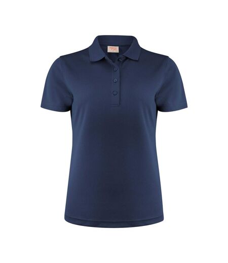 Womens/ladies Smash Polo Shirt Navy Printer RED