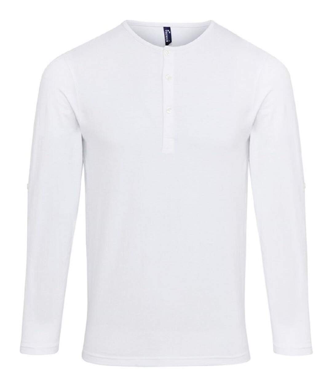 T-shirt henley manches retroussables - Homme - PR218 - blanc