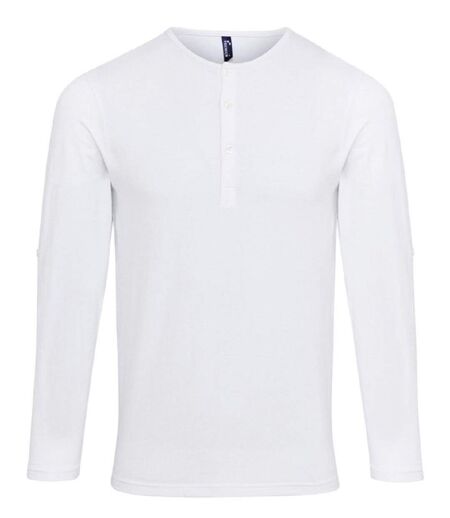 T-shirt henley manches retroussables - Homme - PR218 - blanc