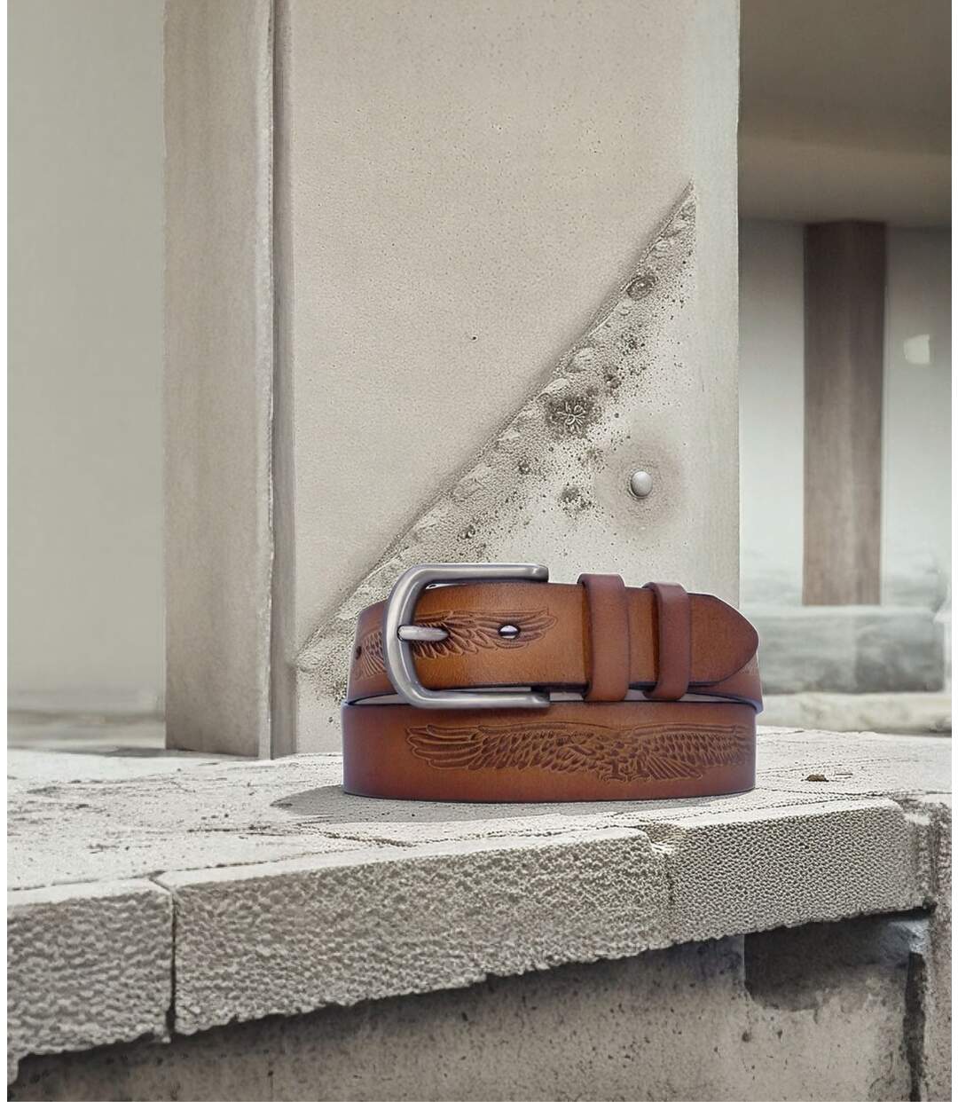 Ceinture en cuir couleur cognac pour homme - Vachette véritable - Polyvalente et élégante-2