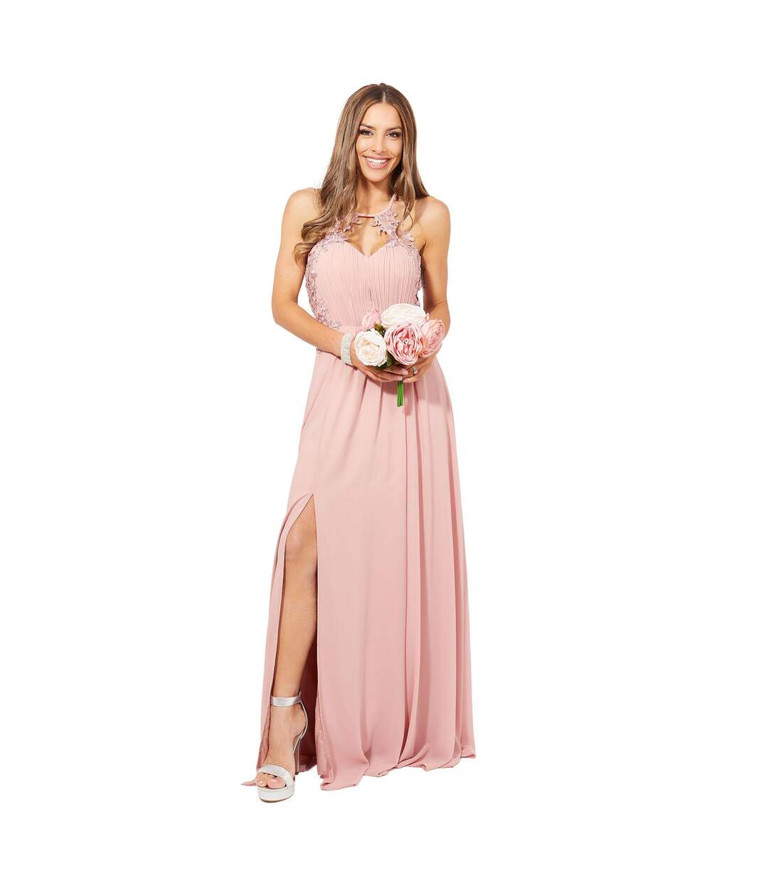 Robe longue femme rose Krisp-1