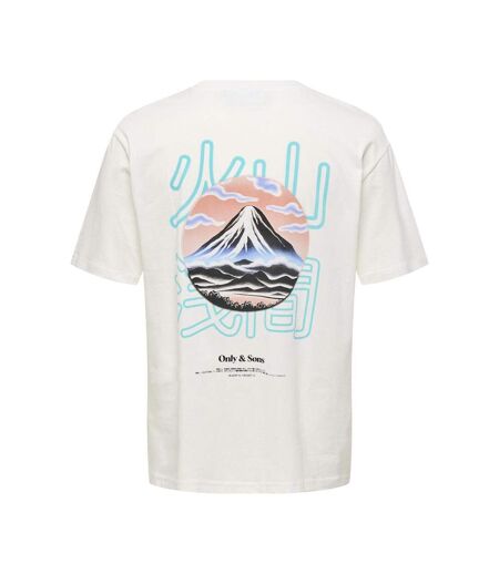 T-Shirt blanc/bleu homme only & sons mountain
