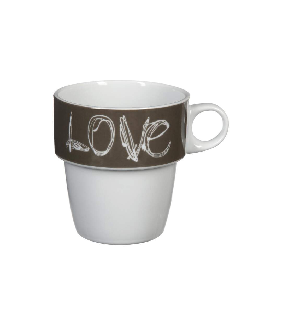 Lot de 6 Mugs Avec Rack  Love 26cl Beige-3