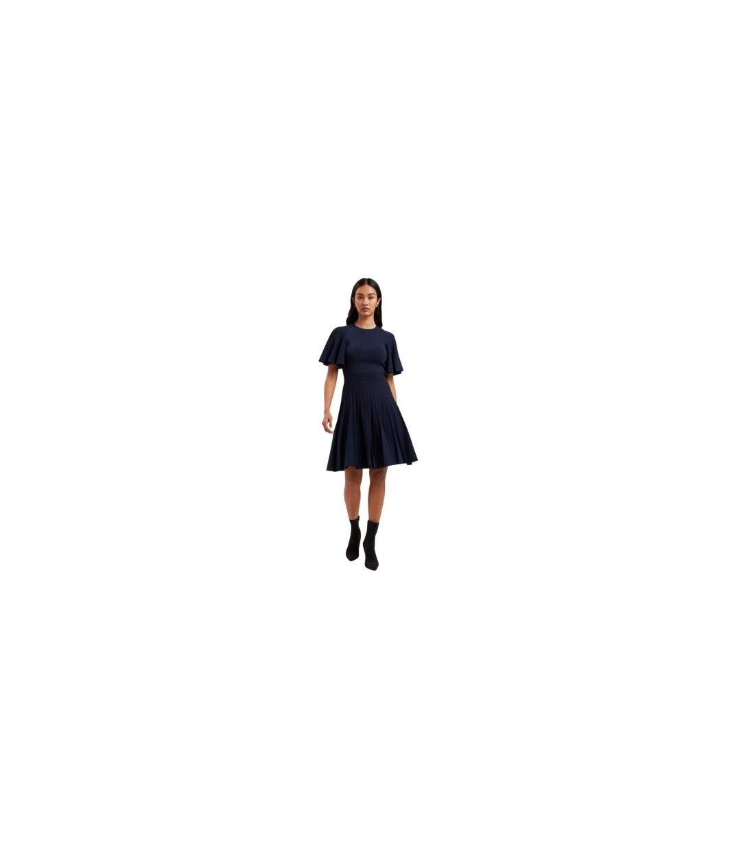 Robe Patineuse Manches Volantées Femme Bleu Marine Ted Baker-1