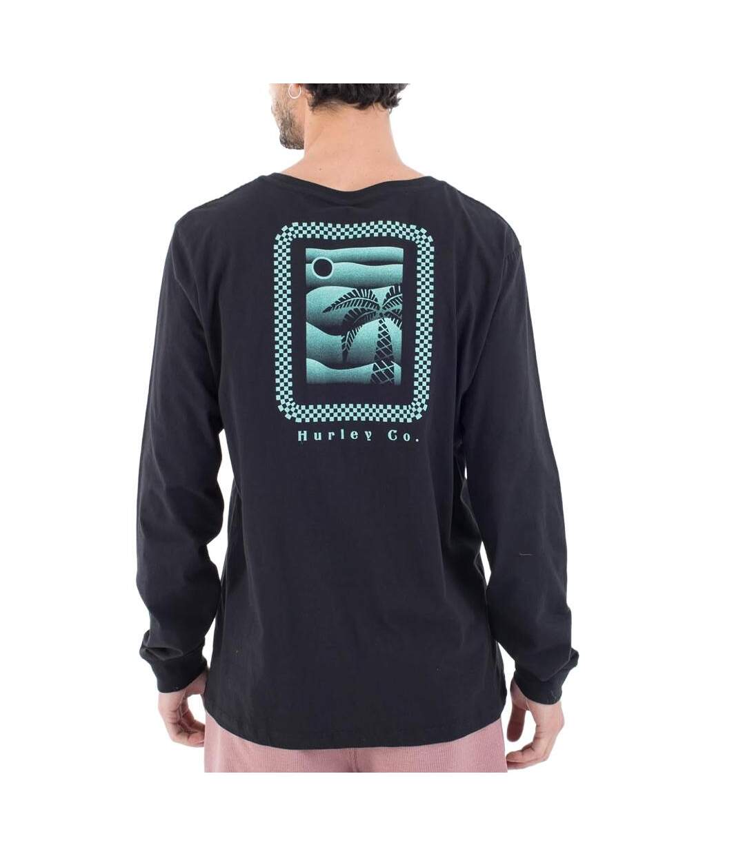 T-shirt manches longues noir homme hurley evd checker-2