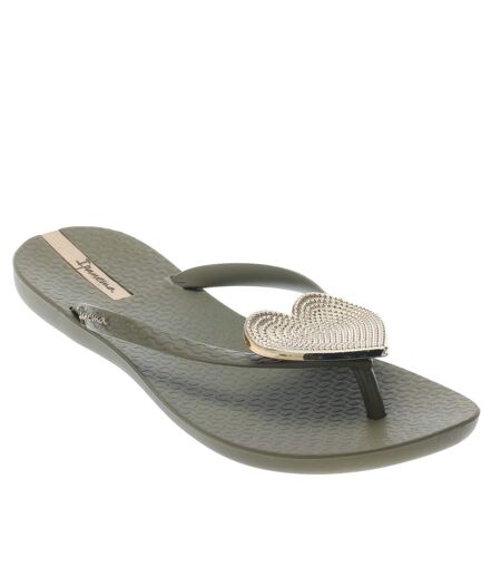 Womens/ladies heart maxi sandals khaki green Ipanema