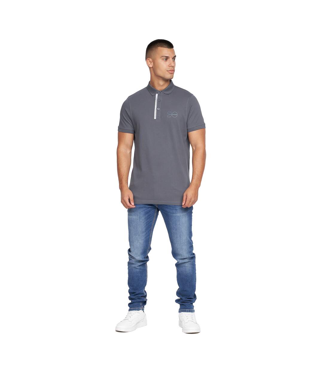 Mens Mcclay Polo Shirt Charcoal Crosshatch-1