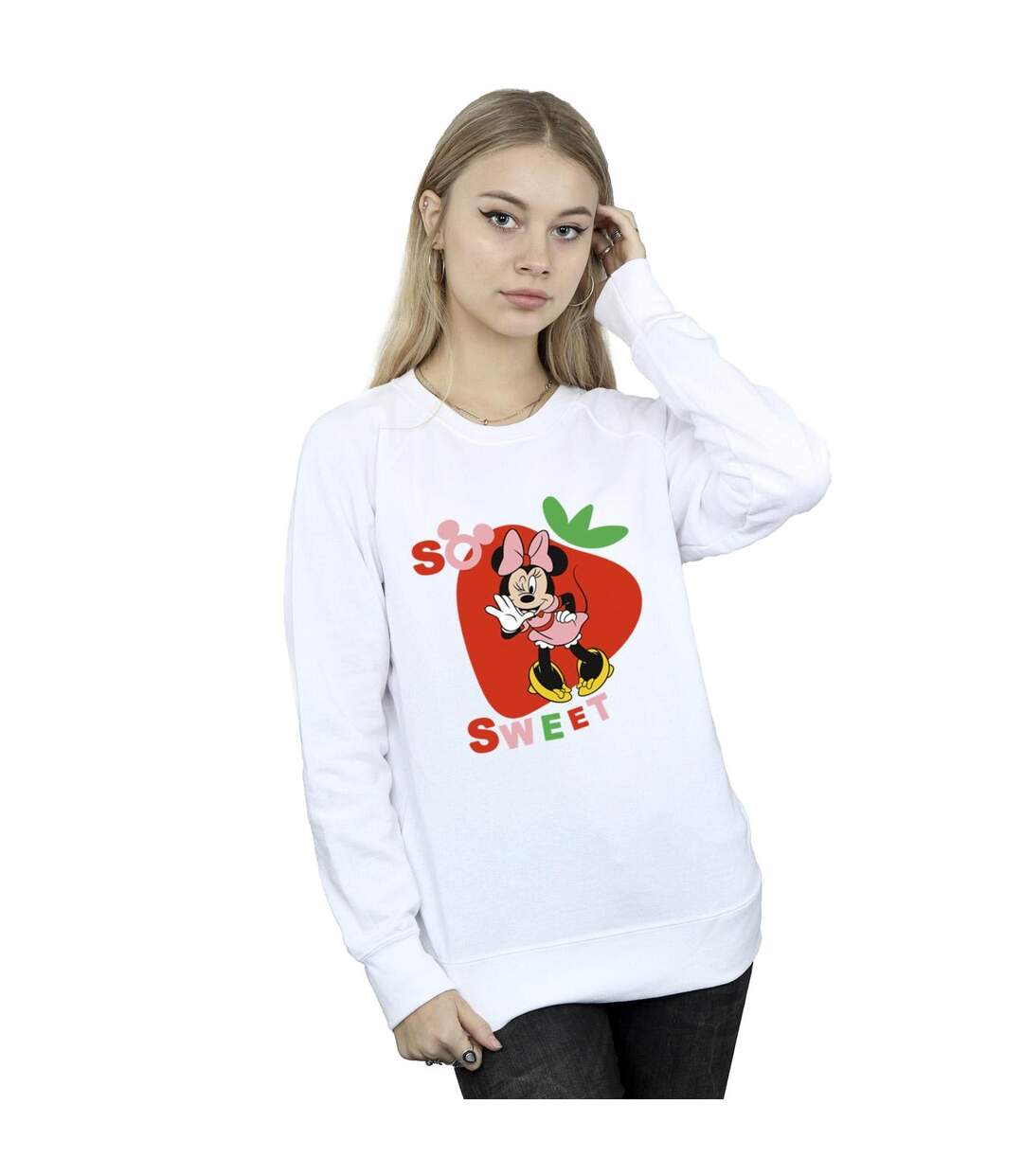 Disney Sweatshirt Minnie Mouse So Sweet Strawberry - Femmes/Dames (Blanc) - UTBI29043-2