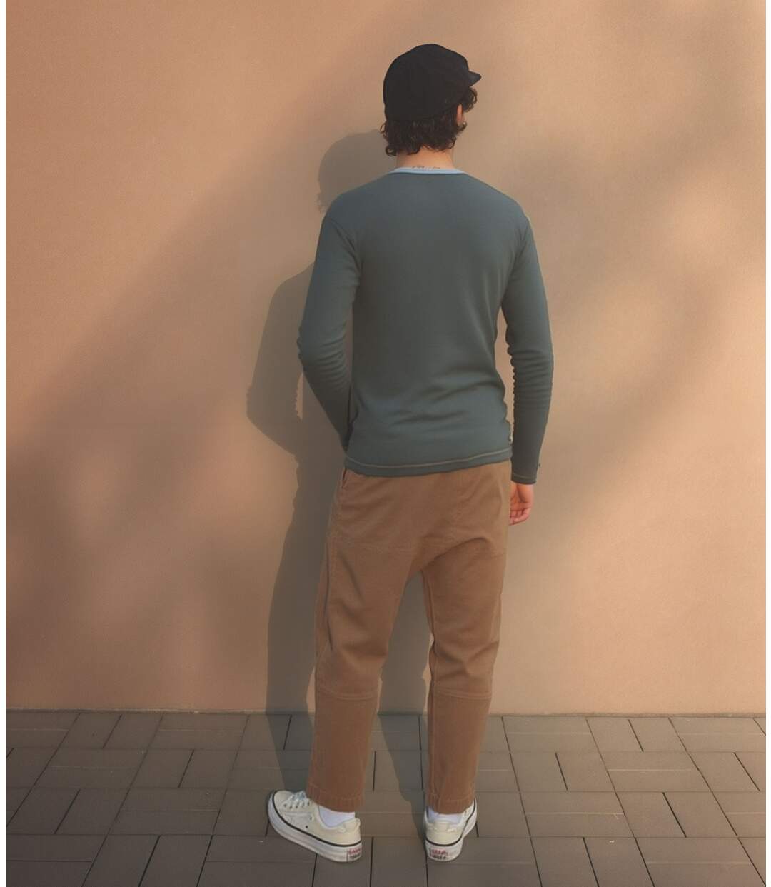 T-shirt à  manches longues pour homme - Gris élégant en coton haut de gamme-2
