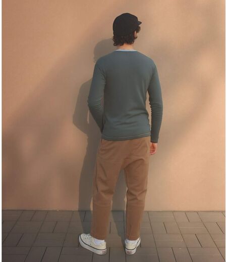 T-shirt à  manches longues pour homme - Gris élégant en coton haut de gamme