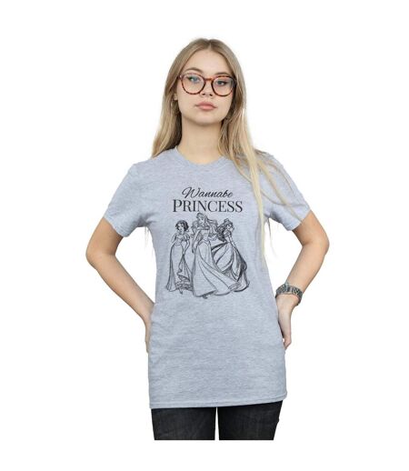 Disney Princess Womens/Ladies Wannabe Princess Cotton Boyfriend T-Shirt (Sports Grey) - UTBI42657