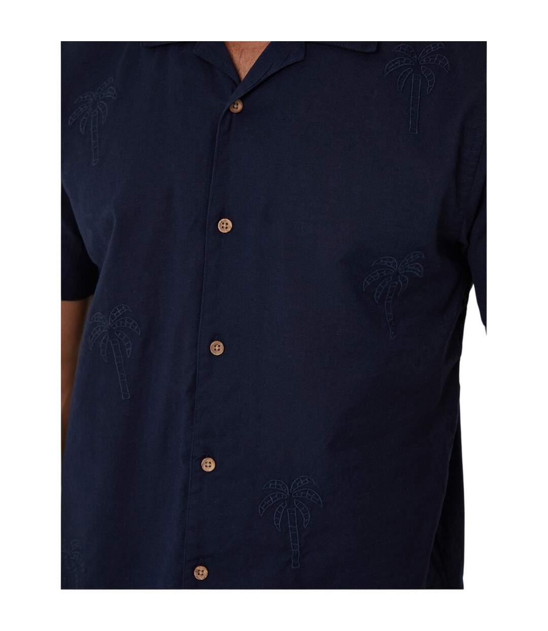 Chemise Manches Courtes Motif/style Brodé Homme Bleu Marine Threadbare-4