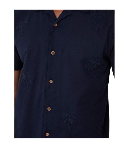 Chemise Manches Courtes Motif/style Brodé Homme Bleu Marine Threadbare