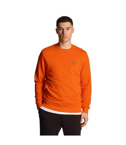 Mens crew neck long-sleeved sweatshirt tangerine tango Lyle & Scott