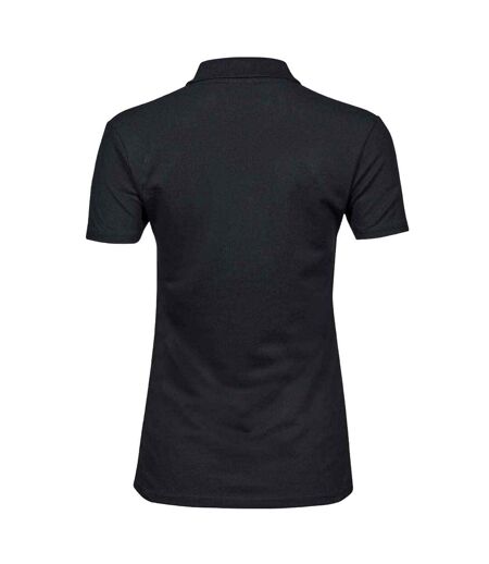 Womens/ladies luxury stretch polo shirt black Tee Jays