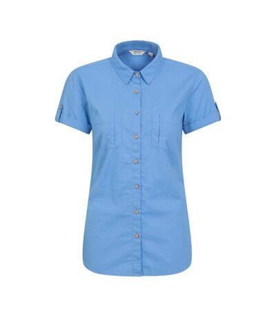 Womens/ladies Coconut Short-sleeved Shirt Bright Blue Mountain Warehouse