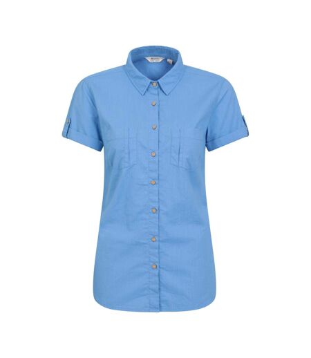 Womens/ladies Coconut Short-sleeved Shirt Bright Blue Mountain Warehouse