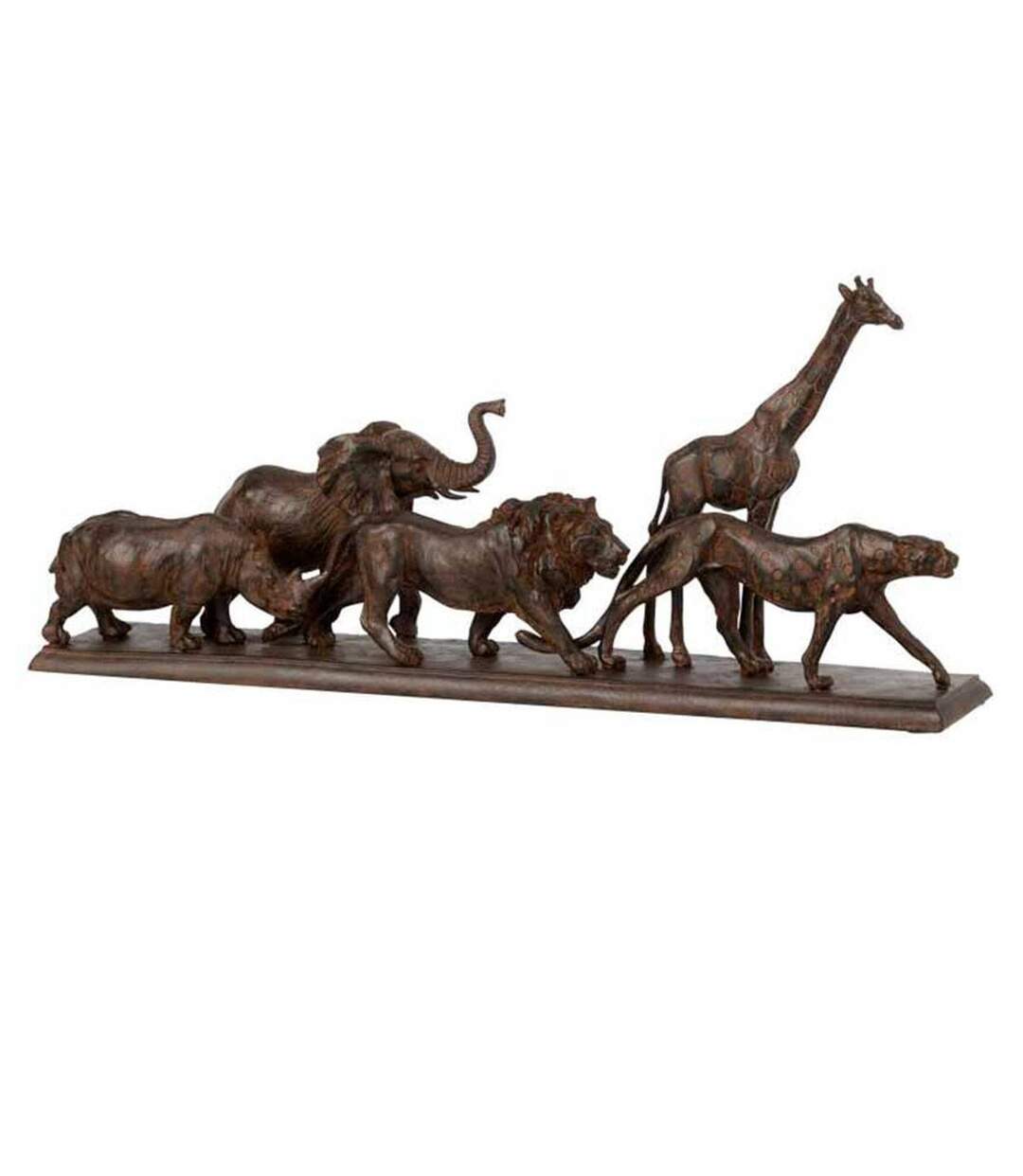Statue Déco 5 Animaux 51cm Marron-1