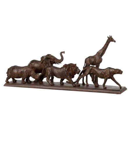 Statue Déco 5 Animaux 51cm Marron