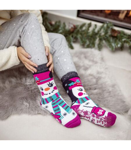 Mens Christmas Non Slip Thermal Slipper Socks with Grippers