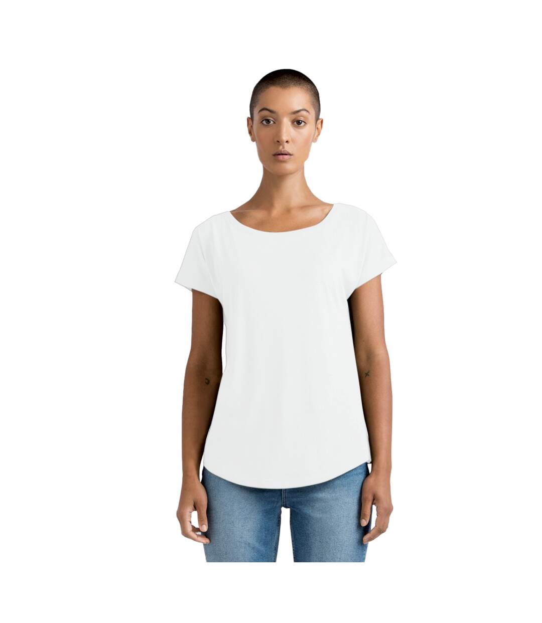 T-shirt ample à manches courtes en coton femme blanc Mantis