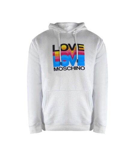 Womens/ladies Multi Logo Hoodie White Love Moschino