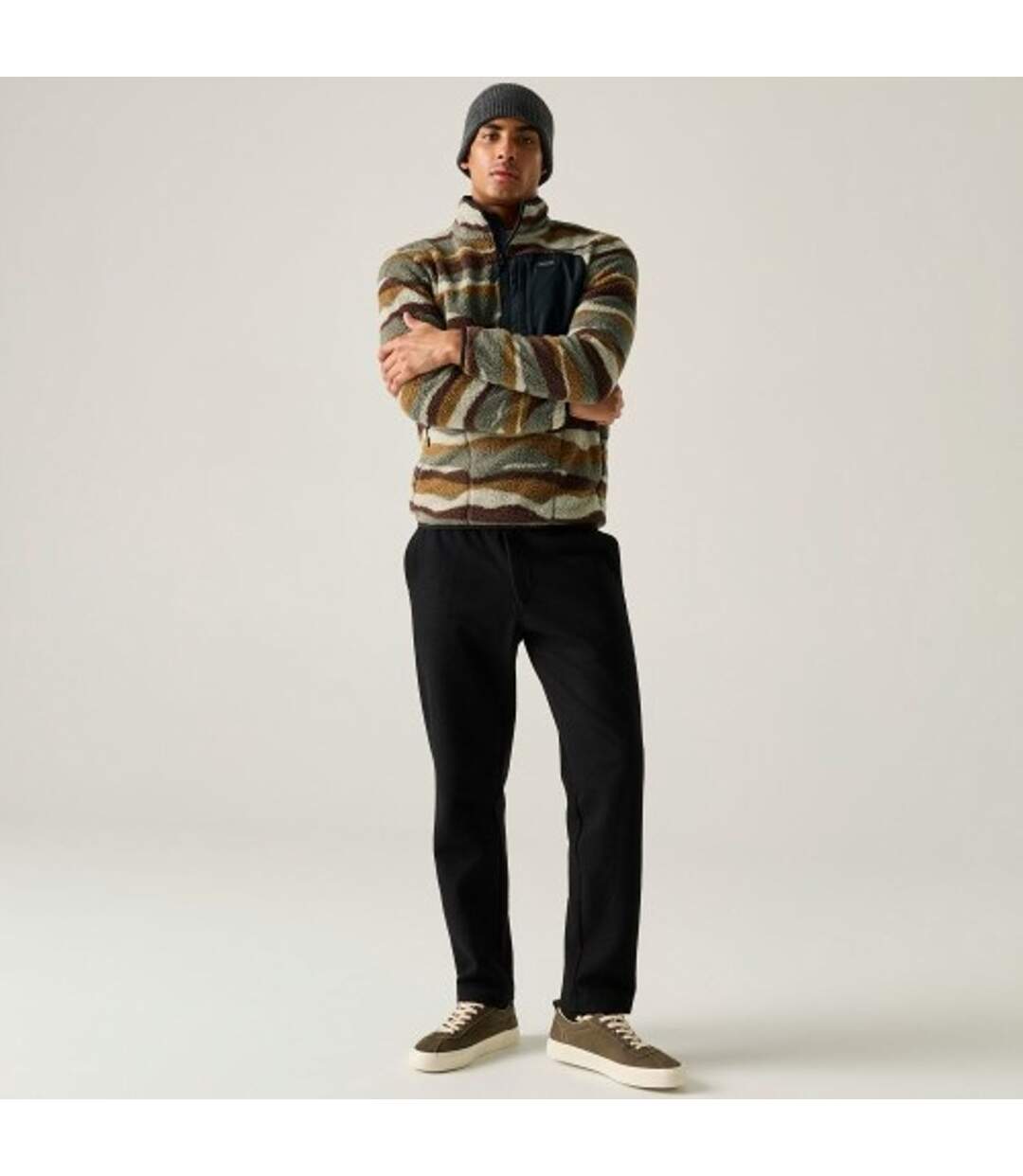 Mens Frankie Mountain Borg Fleece Top Coffee Grounds Regatta-1
