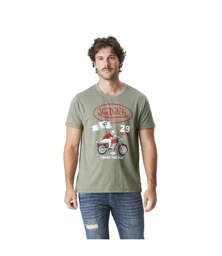 T-shirt homme col rond effet chiné avec print Flag Vondutch