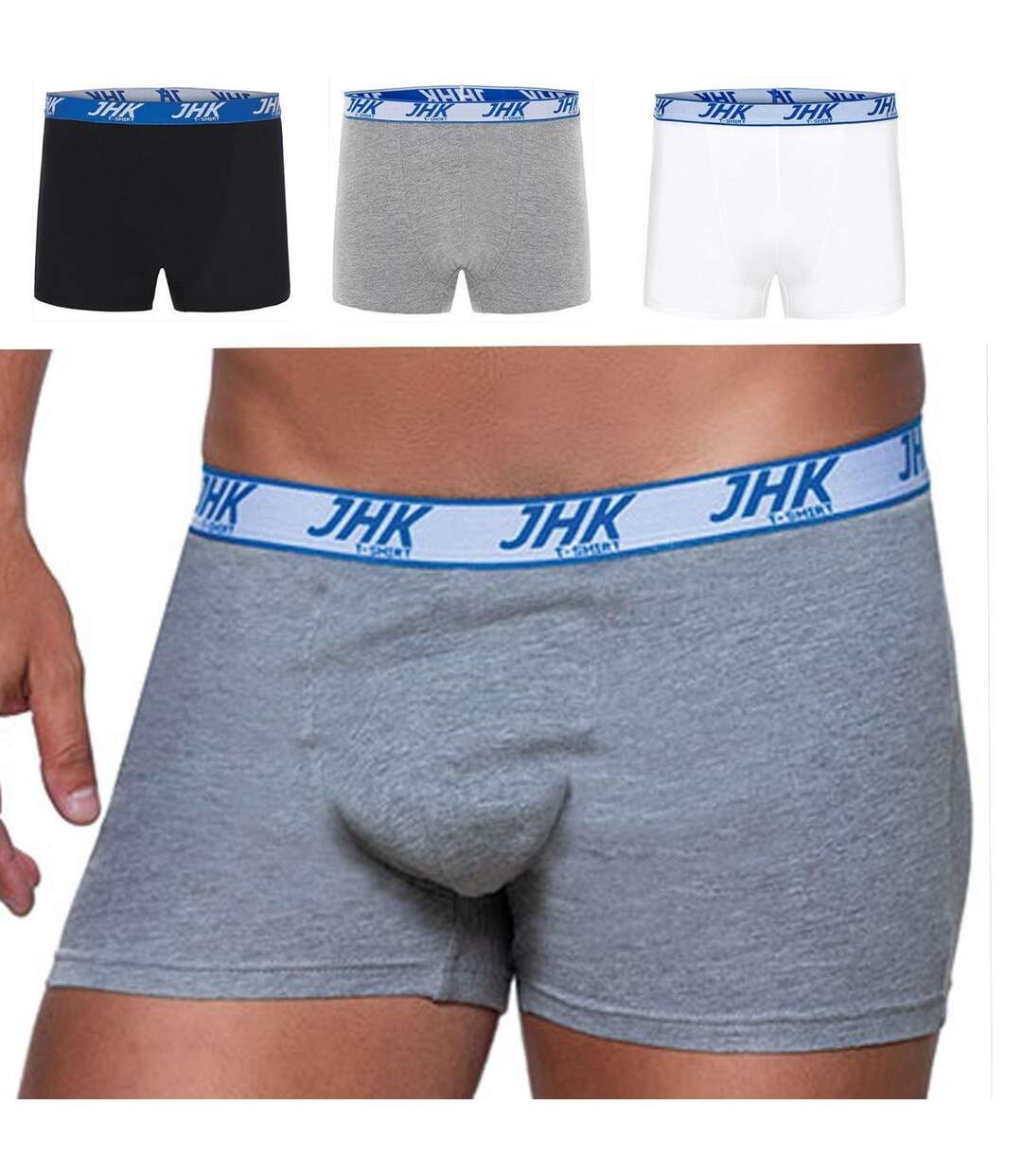 Lot 9 boxers - Homme - JHK900 - blanc noir et gris