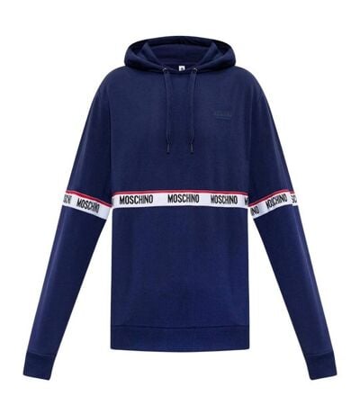 Sweat À Capuche Homme Bleu Marine Moschino