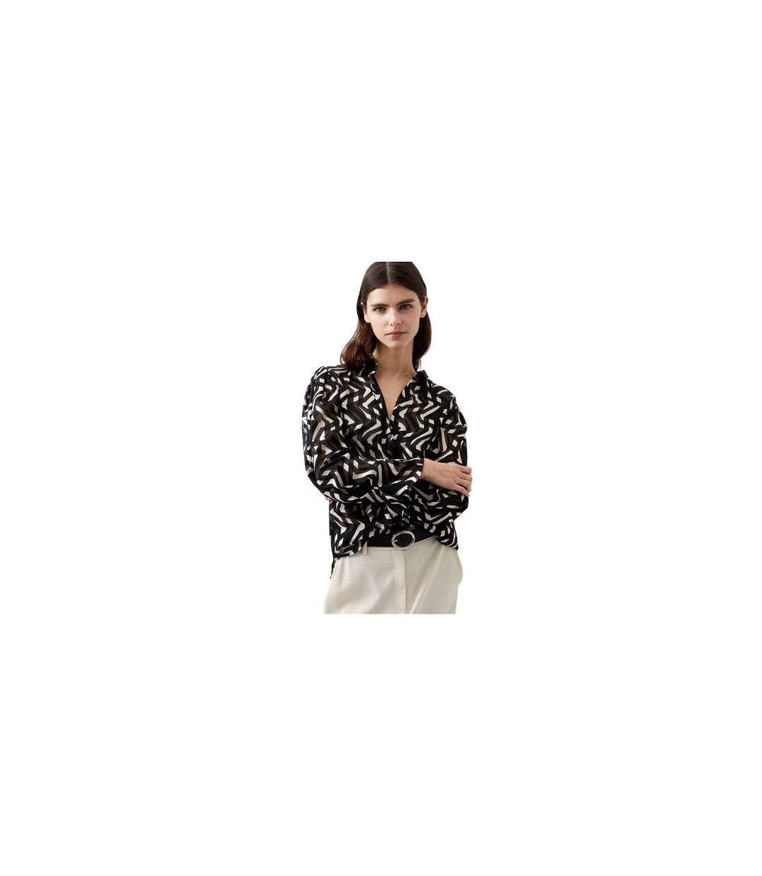 Blouse Manches Longues Diandra Femme Noir Crème French Connection-1