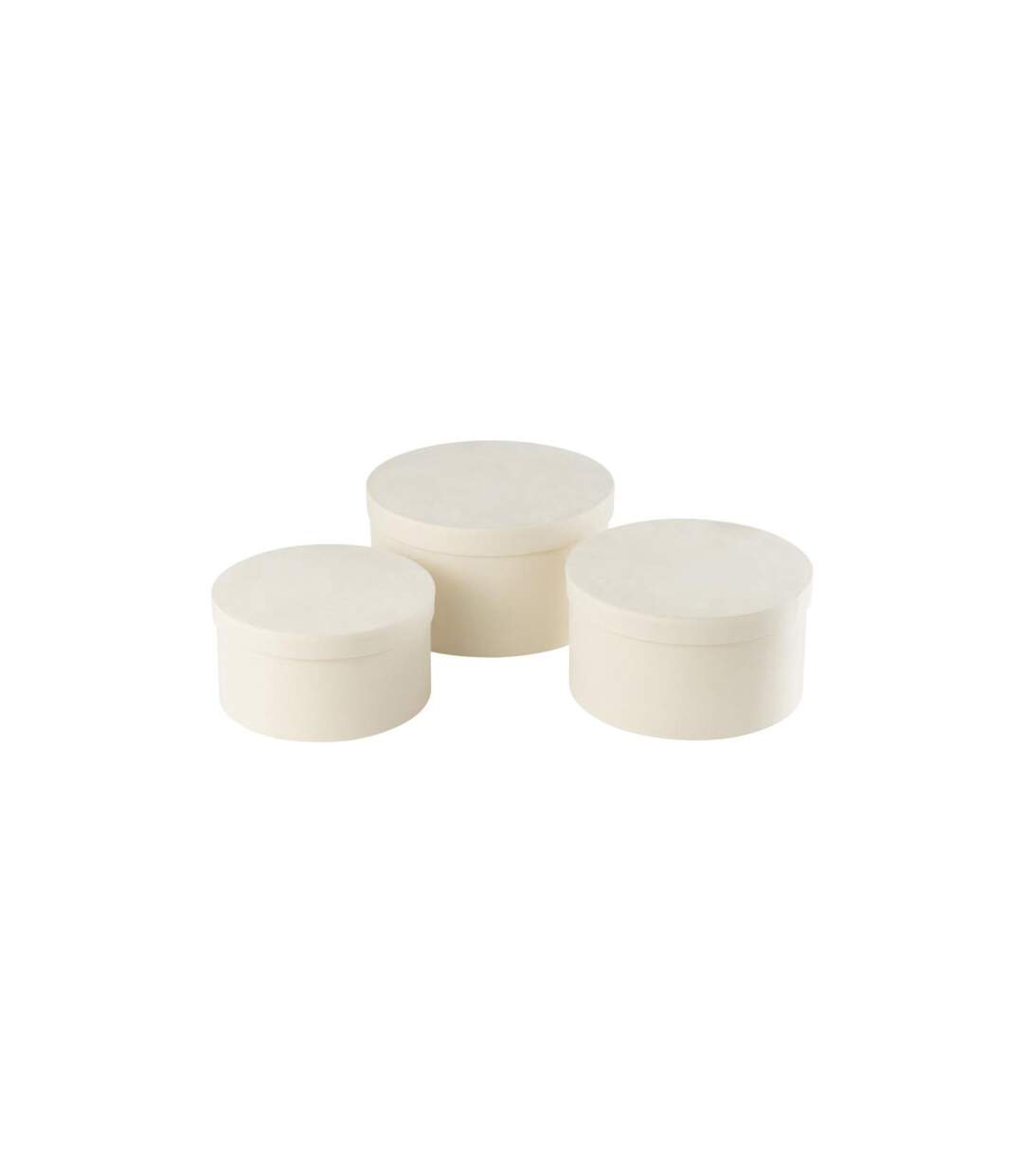 Lot de 3 Boîtes de Rangement Rondes Plates Vaughn 32cm Blanc-1