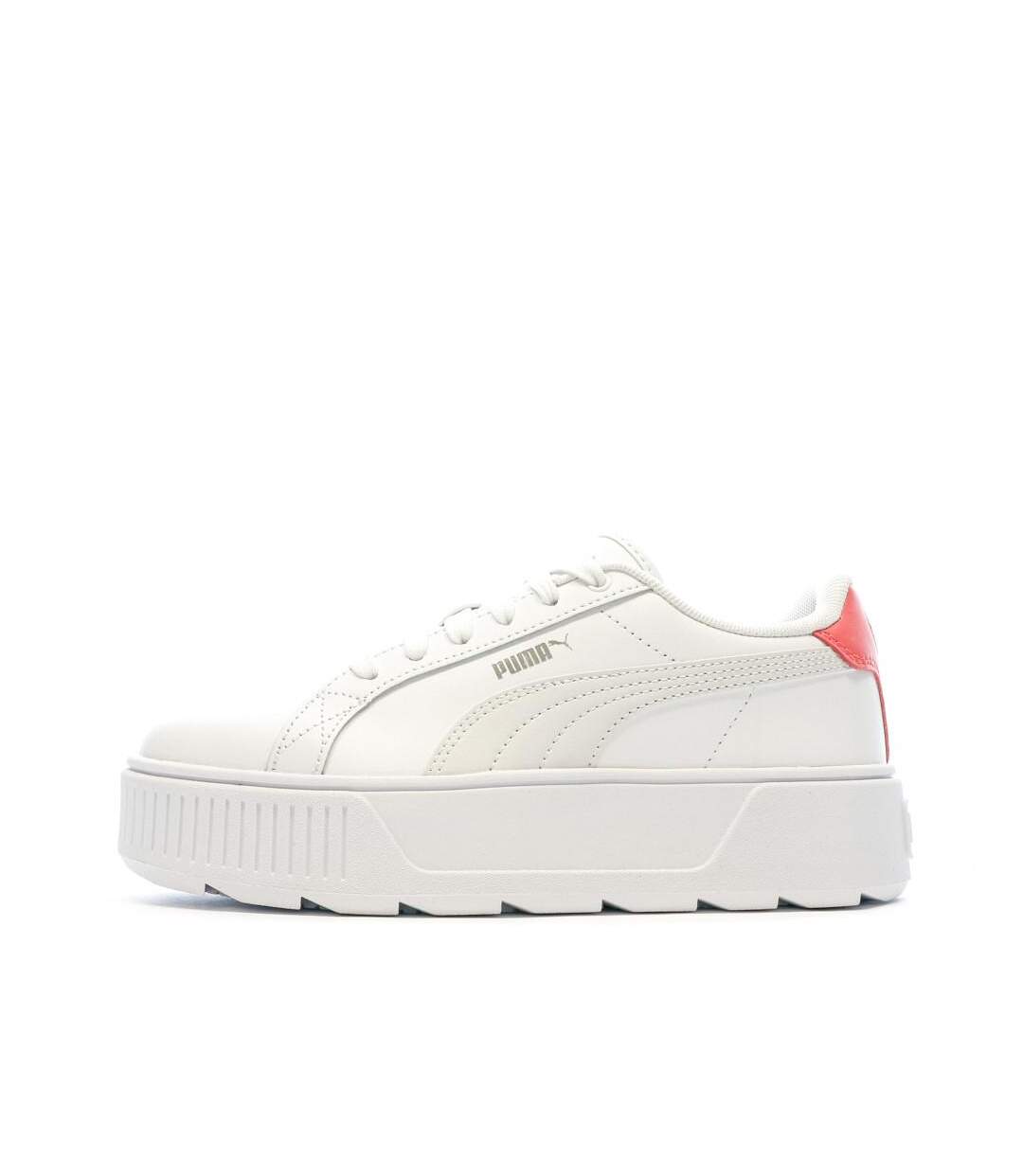 Baskets blanches/rose femme puma karmen-1