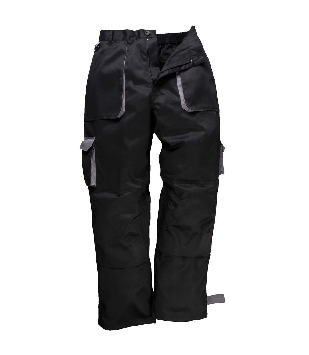 Mens Contrast Workwear Trousers Tx11 / Pants Black Portwest-1