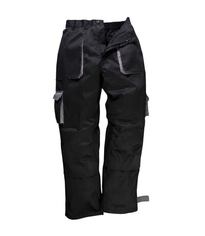 Mens Contrast Workwear Trousers Tx11 / Pants Black Portwest