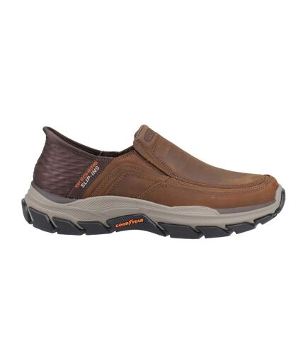 Mens respected elgin leather shoes dark brown Skechers