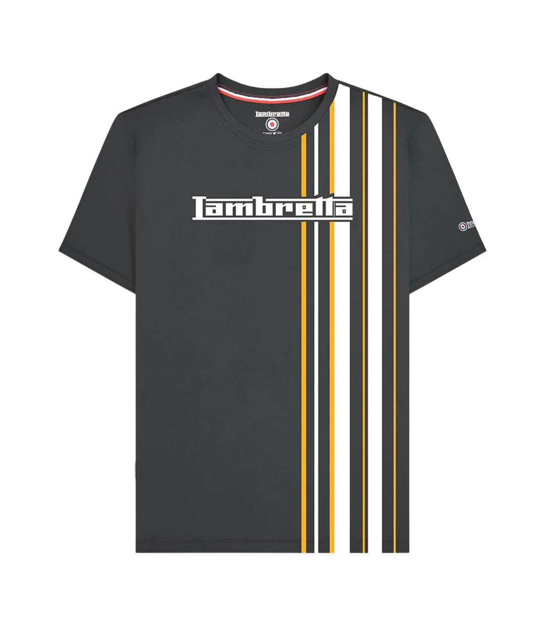 T-shirt Motif/style Rayure De Course Homme Gris Jaune Or Lambretta-2