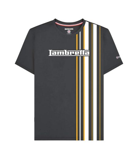 T-shirt Motif/style Rayure De Course Homme Gris Jaune Or Lambretta