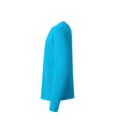 Mens Basic Long-sleeved T-shirt Turquoise Clique