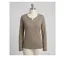 MAYFLOWER NINON3 : Tee-shirt manches longues taupe en coton flammé avec patte boutonnée-3