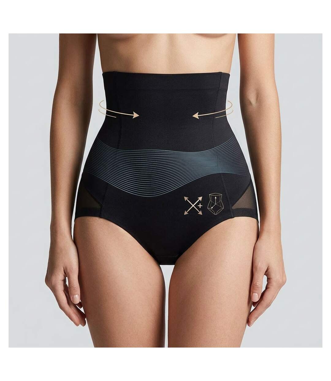 OZABI Culotte Gainante Femme Taille Haute Lot 2 Noir Chair-3