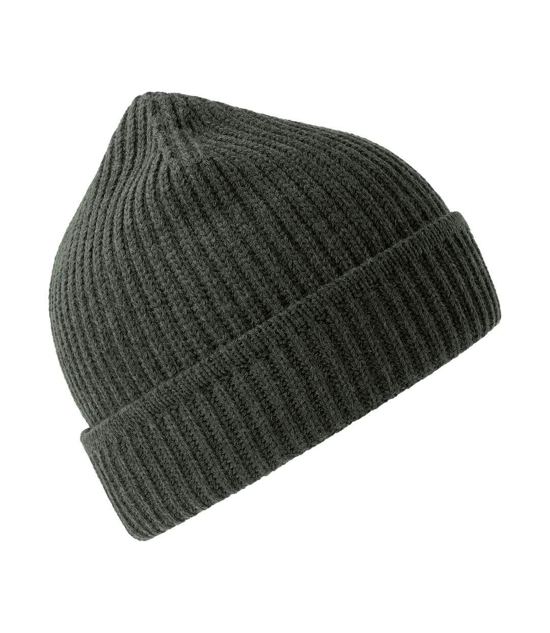 Unisex adult maple ribbed recycled beanie dark grey melange Atlantis-3