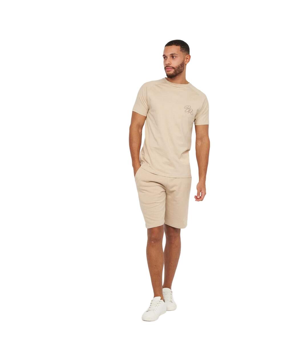 Short de jogging barreca homme beige gris Born Rich-3