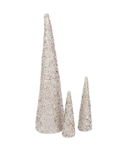 Cône Déco Sequins 46cm Champagne