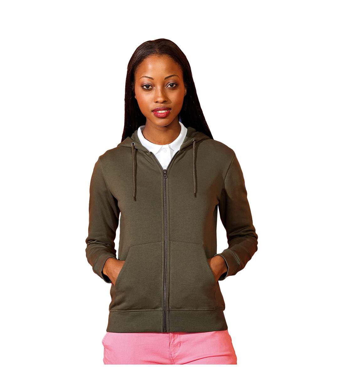 Asquith & Fox Womens Zip-Through Organic Hoodie (Olive) - UTRW7147